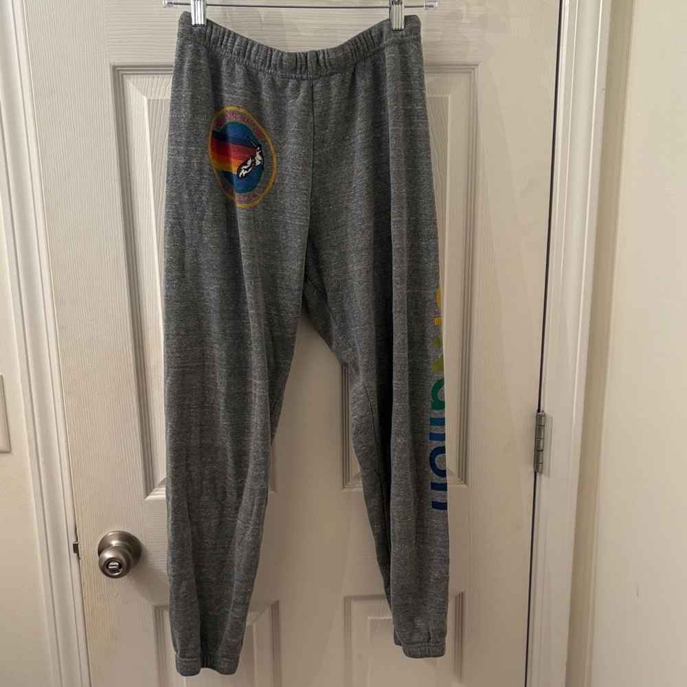 Aviator Nation Gray Joggers with Rainbow Accents